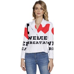 I Love Sweet Threats  Women s Long Sleeve Revers Collar Cropped Jacket by ilovewhateva