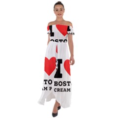 I Love Boston Cream Pie Off Shoulder Open Front Chiffon Dress by ilovewhateva