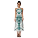 Green Insect Bee Illustration Sleeveless Cross Front Cocktail Midi Chiffon Dress View1