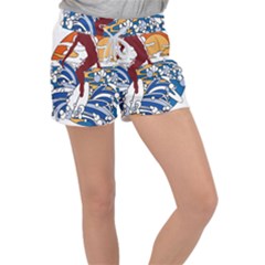 Beach Illustration Summer Beach Surf Waves Women s Velour Lounge Shorts by pakminggu