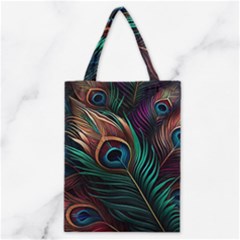 Peacock Feathers Nature Feather Pattern Classic Tote Bag by pakminggu