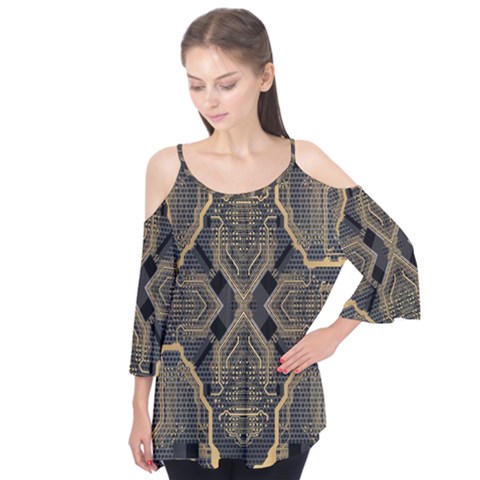 Brain Technology Data Digital Flutter Sleeve Tee  by pakminggu