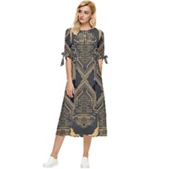 Brain Technology Data Digital Bow Sleeve Chiffon Midi Dress by pakminggu