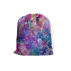 Painted Flames Drawstring Pouch (large) by kaleidomarblingart