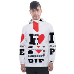 I Love Blueberry Men s Front Pocket Pullover Windbreaker by ilovewhateva