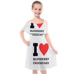 I Love Blueberry Cheesecake  Kids  Cut Out Shoulders Chiffon Dress by ilovewhateva