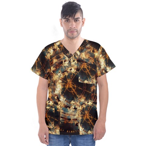 Science Fiction Background Fantasy Men s V-neck Scrub Top by danenraven