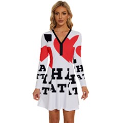 I Love Chai Latte Long Sleeve Deep V Mini Dress  by ilovewhateva