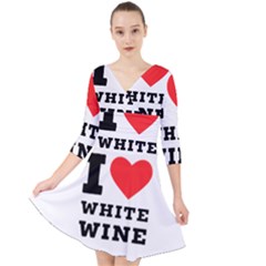 I Love White Wine Quarter Sleeve Front Wrap Dress by ilovewhateva