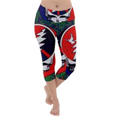 Grateful Dead Pattern Lightweight Velour Capri Yoga Leggings by Mog4mog4