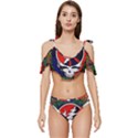 Grateful Dead Pattern Ruffle Edge Tie Up Bikini Set	 View1