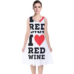 I Love Red Wine V-neck Midi Sleeveless Dress  by ilovewhateva