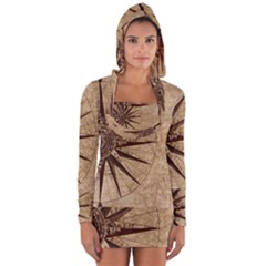 Compass Map Nautical Antique Long Sleeve Hooded T-shirt by Mog4mog4