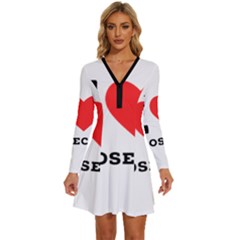 I Love Prosecco Long Sleeve Deep V Mini Dress  by ilovewhateva