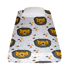 Lion Heads Pattern Design Doodle Fitted Sheet (single Size) by Mog4mog4