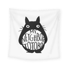 My Neighbor Totoro Black And White Square Tapestry (small) by Mog4mog4