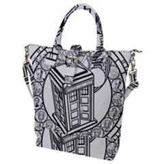 Bad Wolf Tardis Art Drawing Doctor Who Buckle Top Tote Bag by Mog4mog4