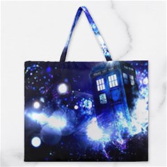 Tardis Background Space Zipper Large Tote Bag by Mog4mog4