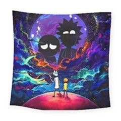 Cartoon Parody In Outer Space Square Tapestry (large) by Mog4mog4