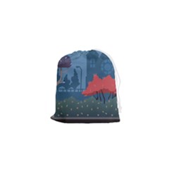 Town Vector Illustration Illustrator City Urban Drawstring Pouch (xs) by Mog4mog4