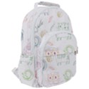 Cats And Food Doodle Seamless Pattern Rounded Multi Pocket Backpack View2