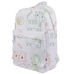 Cats And Food Doodle Seamless Pattern Classic Backpack by Bakwanart