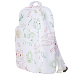 Cats And Food Doodle Seamless Pattern Double Compartment Backpack by Bakwanart
