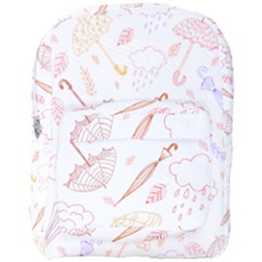 Weather Umbrella Rain Cloud Seamless Doodle Pattern Full Print Backpack by Bakwanart
