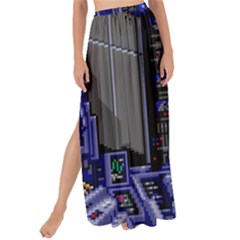 Blue Computer Monitor With Chair Game Digital Wallpaper, Digital Art Maxi Chiffon Tie-up Sarong by Bakwanart