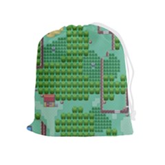 Green Retro Games Pattern Drawstring Pouch (xl) by Bakwanart