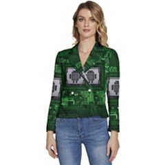 Technology Computer Chip Electronics Industry Circuit Board Women s Long Sleeve Revers Collar Cropped Jacket by Bakwanart