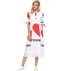 I Love Peppermint Bow Sleeve Chiffon Midi Dress by ilovewhateva