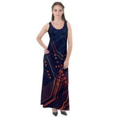 Abstract Colorful Circuit Sleeveless Velour Maxi Dress by Bakwanart