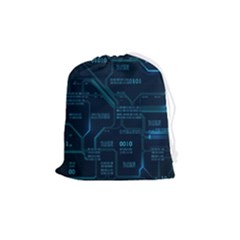 Technology Computer Circuit Boards Electricity Cpu Binary Drawstring Pouch (medium) by Bakwanart