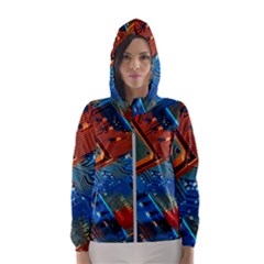 Gray Circuit Board Electronics Electronic Components Microprocessor Women s Hooded Windbreaker by Bakwanart