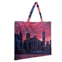 Skyline Sunset United States Reflection Usa,new York Manhattan Zipper Large Tote Bag View2
