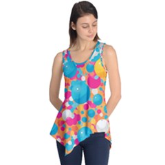 Circles Art Seamless Repeat Bright Colors Colorful Sleeveless Tunic by 99art