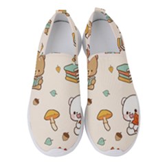 Bear Cartoon Background Pattern Seamless Animal Women s Slip On Sneakers by 99art