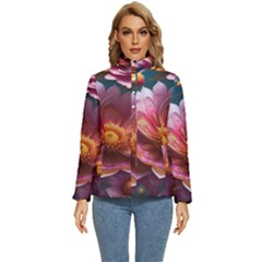 Pink Flowers Petals Blossoms Blooms Art Women s Puffer Bubble Jacket Coat by 99art