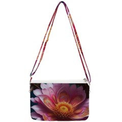 Pink Flowers Petals Blossoms Blooms Art Double Gusset Crossbody Bag by 99art