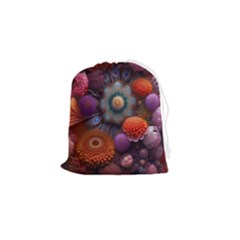 Flower Blossoms Petals Blooms Drawstring Pouch (small) by 99art