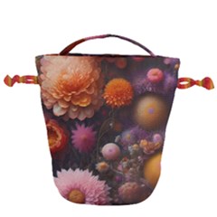 Flowers Petals Blossoms Art Flora Drawstring Bucket Bag by 99art