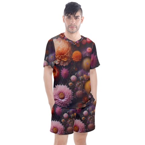 Flowers Petals Blossoms Art Flora Men s Mesh Tee And Shorts Set by 99art