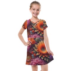 Flowers Flower Blossoms Petals Blooms Kids  Cross Web Dress by 99art