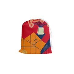 Flowers Abstract Art Painting Drawstring Pouch (small) by 99art