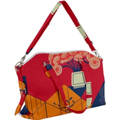 Flowers Abstract Art Painting Canvas Crossbody Bag by 99art