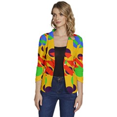 Background Graphic Beautiful Wallpaper Women s One-button 3/4 Sleeve Short Jacket by 99art