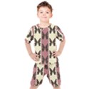 Butterflies Pink Old Ancient Texture Decorative Kids  Tee and Shorts Set View1