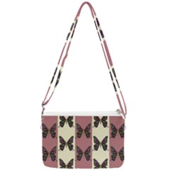 Butterflies Pink Old Ancient Texture Decorative Double Gusset Crossbody Bag by 99art