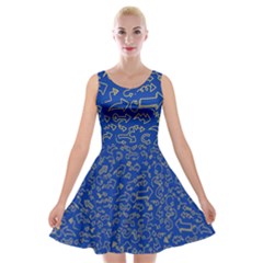 Arrows Doodles Drawing Background Sketch Direction Velvet Skater Dress by 99art
